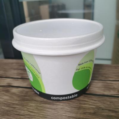 Compostable white paper soup cups with lids