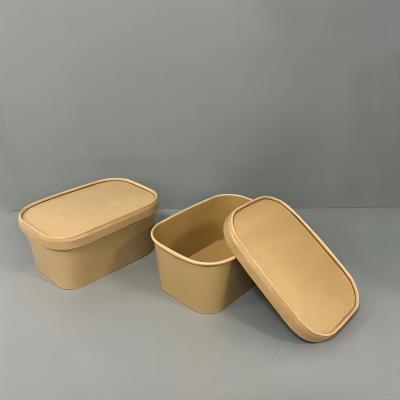 Eco Friendly Take Away Food Packaging Containers Rectangular Paper Bowl