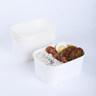 1000ml Natural bagasse paper rectangular bowls with lids