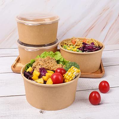 Disposable Kraft Paper Salad Bowls with Clear Lids