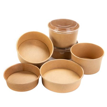 Microwave safe disposable kraft paper bowls with lids