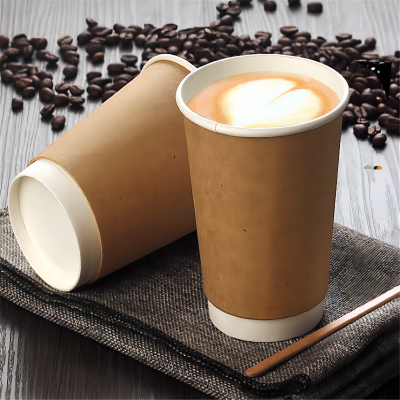 Printed Double Wall Paper Coffee Cup With Lid