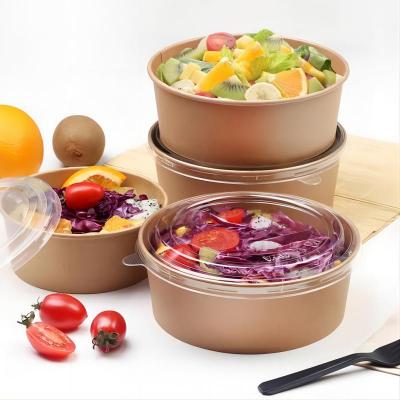 Disposable biodegradable paper salad bowl with lid