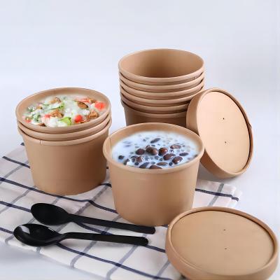 Recyclable Disposable Kraft Paper Soup Bowl With Lid