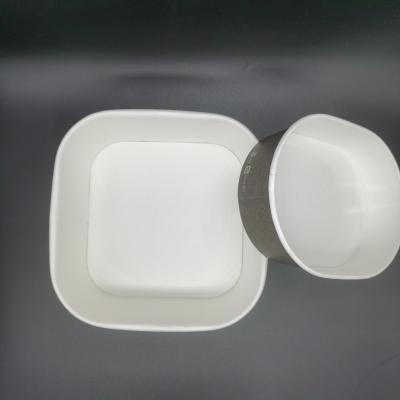 Customized Logo Disposable Aqueous Coating Square Paper Salad Bowl