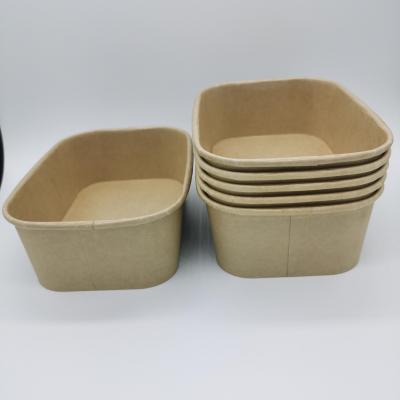 Aqueous Coated Rectangular Paper Bowls With Lids