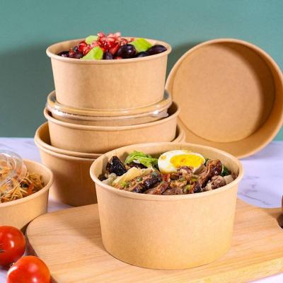 Disposable Kraft Paper With Lid Salad Bowl Microwave