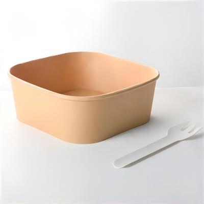 Disposable Plastic Free Square Paper Bowls With Custom Logo
