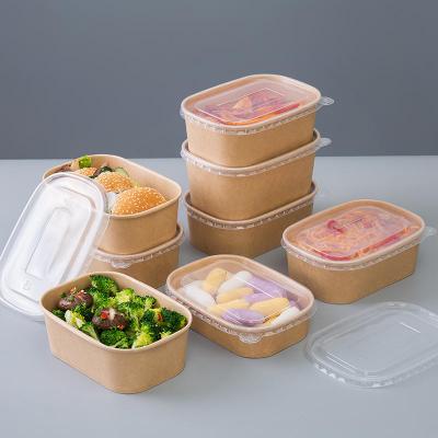 Recyclable Rectangle Kraft Paper Food Packing Bowl