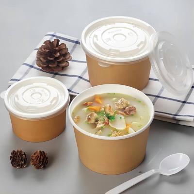 Disposable Biodegradable Paper Soup Bowl With Lids