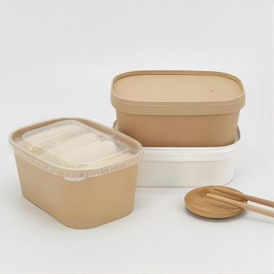 Disposable eco-friendly rectangular paper bowl