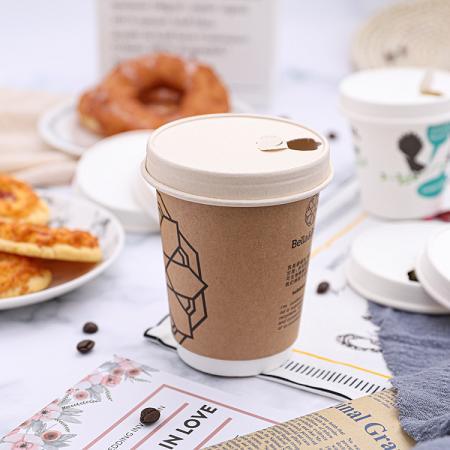 Glaman food-grade packaging - hollow double wall kraft paper cups with lids